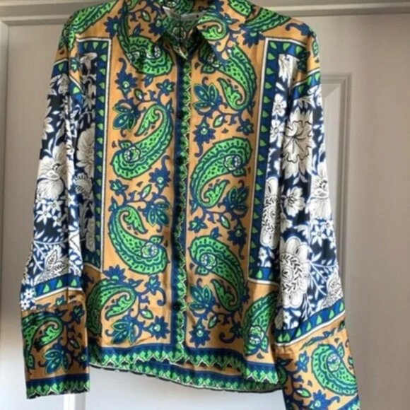 Zara Silk Collared Shirt - Small - Picture 3 of 4